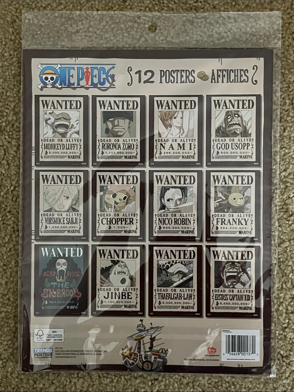Onepiece Wanted Posters - Blue, Red, Black, Yellow